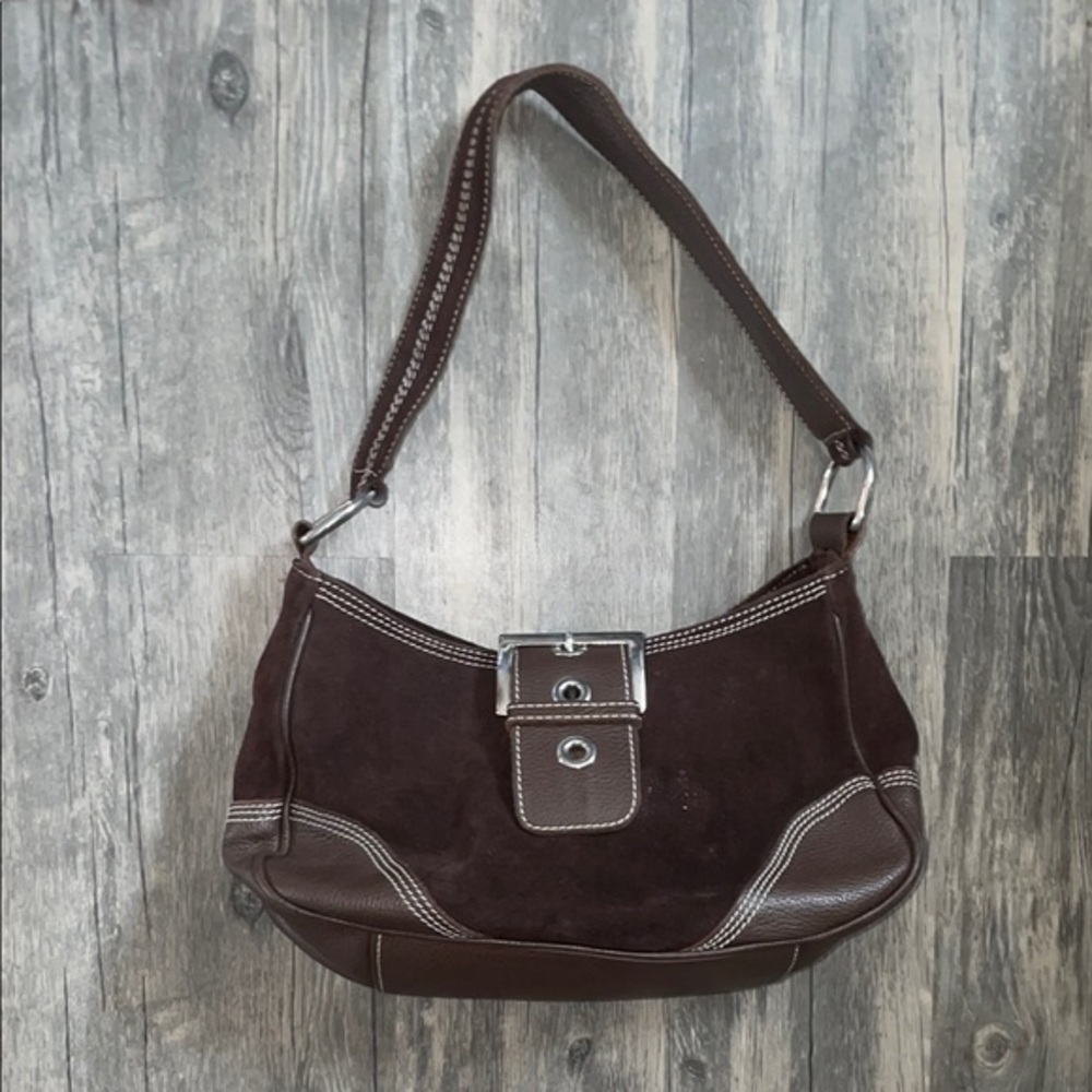Y2K brown leather shoulder bag / rare !!!!
